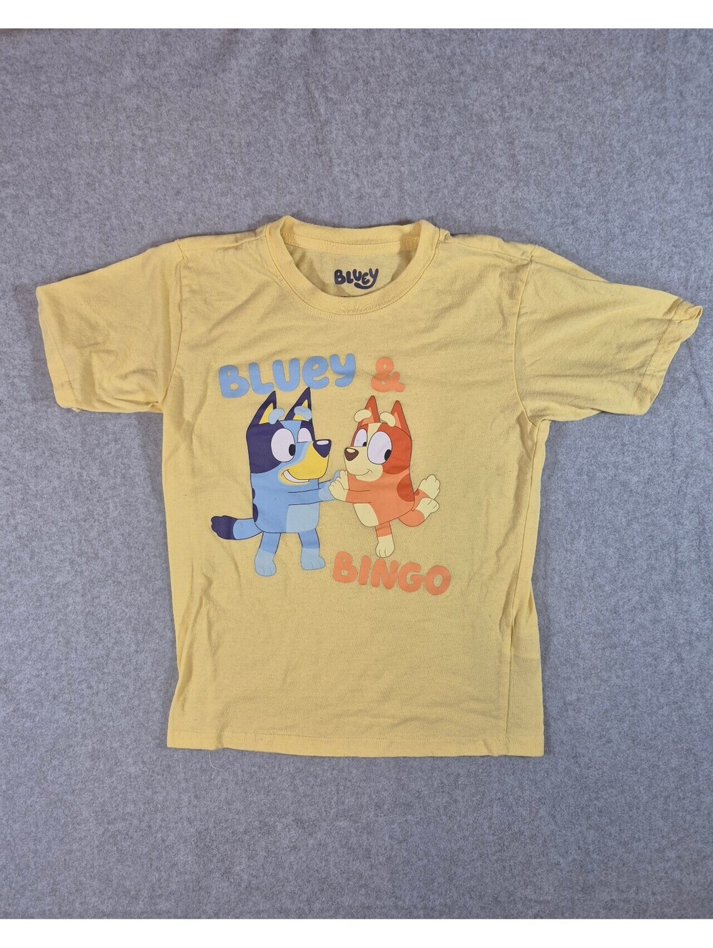 Bluey Bingo Kids Yellow Graphic T-Shirt Size 7/8 Cartoon Short Sleeve